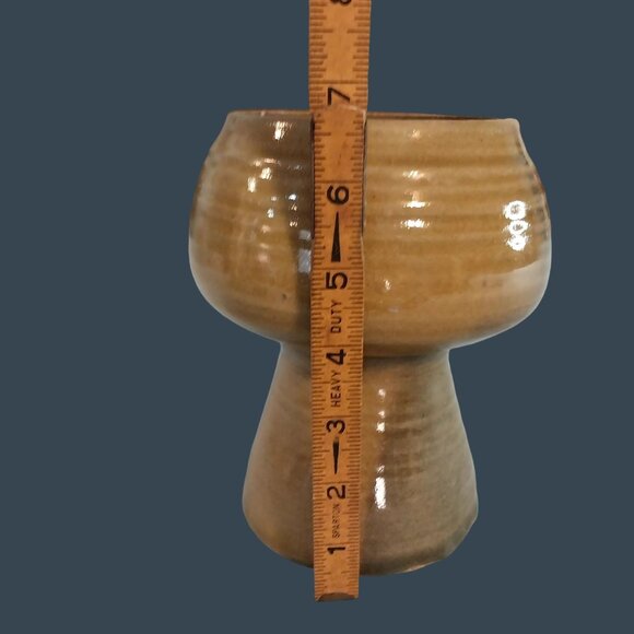 Modernist Planter Vase Or Candle Holder Signed Stoneware Pottery - Picture 7 of 10